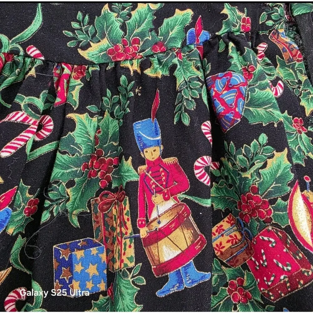 Therese Childs Christmas‎ Dress Sz 10 Xmas Design Y2k Velvet Collar Holiday
